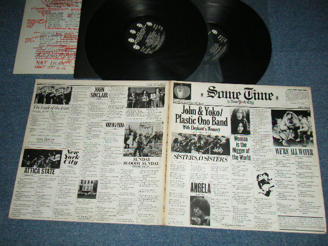 画像1: JOHN LENNON of THE BEATLES  & YOKO ONO / PLASTIC ONO BAND with ELEPHANT'S MEMORY  - SOME TIME IN NEW YORK (Matrix #A)YEX-893-1 12 HM B)YEX-894-1 2 FD C)YEX-895-1 2 HM D)YEX-896-1 2 DL ) ( Ex++/MINT-) / 1972 UK ENGLAND ORIGINAL  Used 2-LP's  with ORIGINAL INNER SLEEVE 