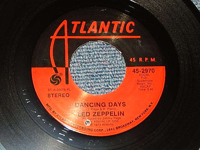画像1: LED ZEPPELIN - A)OVER THE HILLS AND FAR AWAY   B)DANCING DAYS (A)Ex++/B)Ex++ BB) / 1973 US AMERICA ORIGINAL Used 7" Single 