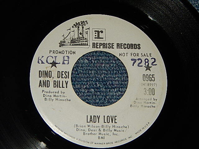画像1: Dino, Desi & Billy  - A)Lady Love (BRIAN WILSON)  B)A Certain Sound  (MINT-/MINT- STPOL) / 1970 US AMERICA ORIGINAL "WHITE LABEL PROMO" Used 7" Single 