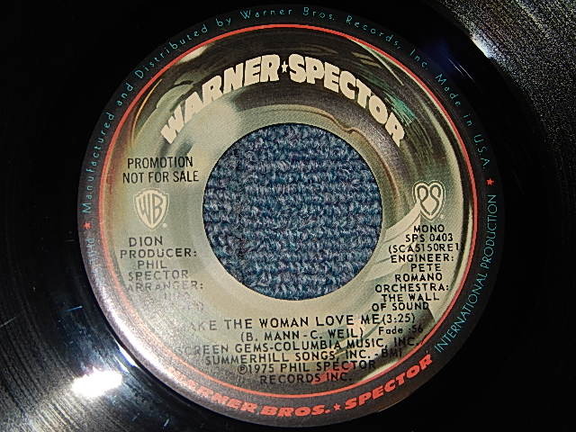 画像1: DION – Make The Woman Love Me   A) MONO   B) STEREO (Producer : Phil Spector) (Ex+++/Ex+++) / 1975 US AMERICA ORIGINAL "PROMO ONLY SAME FLIP M/ST" Used 7" Single 