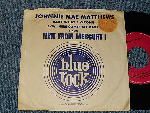 画像1: Johnnie Mae Matthews - A)Baby What's Wrong    B)Here Comes My Baby (Ex++/Ex+++ BB) /1965 US AMERICA ORIGINAL Used 7"45 Single  With PICTURE SLEEVE