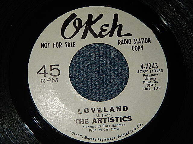 画像1: The ARTISTICS - A)Loveland   B)So Much Love In My Heart (Ex+++/Ex+++)  / 1966 US AMERICA ORIGINAL "WHITE LABEL PROMO" Used 7"45 rpm Single