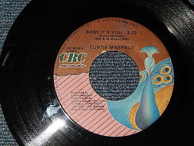 画像1: CURTIS MAYFIELD - A) Baby It's You   B) Breakin' In The Streets (Ex++/Ex++) / 1985 US AMERICA ORIGINAL Used 7"45 
