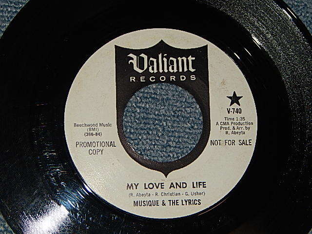 画像1: Musique & The Lyrics - A)My Love And Life   B)Talkin’ About Love (Ex+++/Ex+++) / 1966 US AMERICA ORIGINAL ”WHITE LABEL PROMO" Used 7" 45rpm Single 