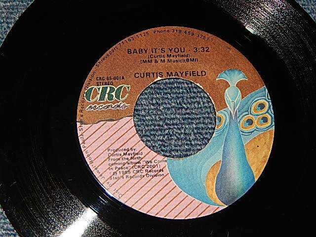 画像1: CURTIS MAYFIELD - A) Baby It's You   B) Breakin' In The Streets (Ex+++/Ex+++) / 1985 US AMERICA ORIGINAL Used 7"45 