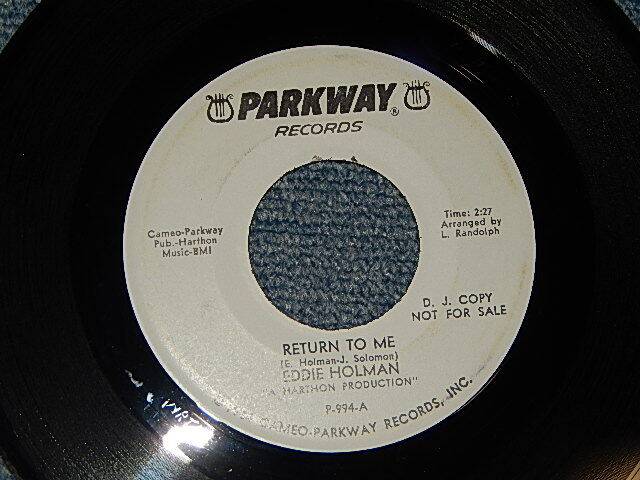 画像1: EDDIEHOLMAN (NORTHERN SOUL / DANCABLE POP SOUL) - A)Return To Me   B)Stay Mine For Heaven Sake (MINT-/MINT-) / 1966 US AMERICA ORIGINAL "WHITE LABEL PROMO" Used 7"45 rpm SINGLE
