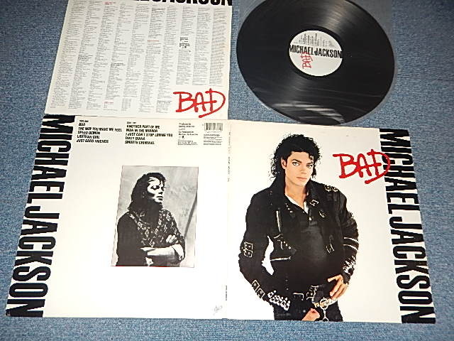 画像1: MICHAEL JACKSON - BAD (With CUSTOMINNER SLEEVE) (Matrix #A)PAL-40600-1F G1 H B)PBL-40600-1B H G1  "Mastered Bernie Grundman" / "Carrollton press in GA")(Ex++/MINT-) / 1987 US AMERICA ORIGINAL Used LP  
