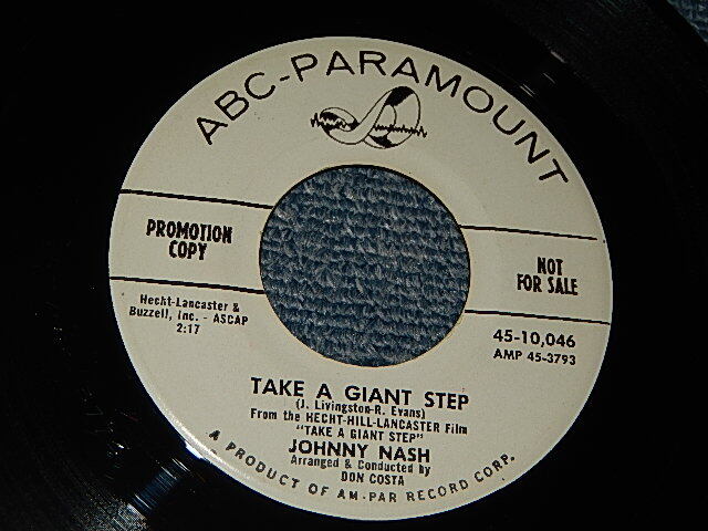 画像1: JOHNNY NASH - A) TAKE A GIANT STEP    B) BUT NOT OR ME (Ex+++/Ex+++ STOL) / 1959 US AMERICA ORIGINAL "WHITE LABEL PROMO" Used 7"45 