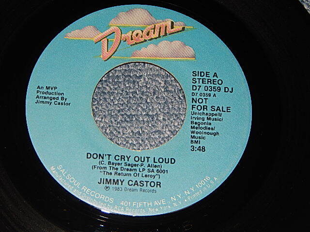画像1: JIMMY CASTER - DON'T CRY OUT LOUD  A) Vocal  B) INST.  (A:MINT-/B:Ex++ TEAR) / 1983 US AMERICA  ORIGINAL "PROMO" Used 7" Single 