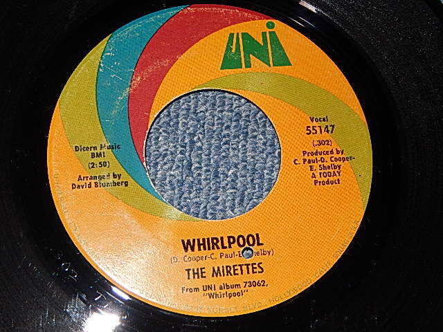 画像1: The MIRETTES - B) WHIRLPOOL   B) Ain't You Trying To Cross Over (A:Ex++/B:Ex++ BB) / 1969 US AMERICA ORIGINAL Used 7" 45 rpm Single  