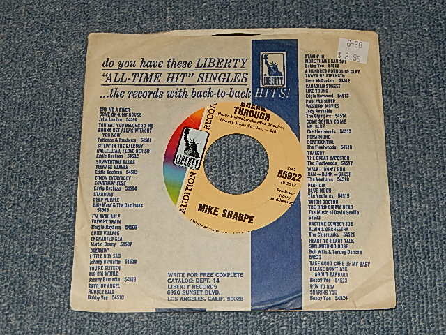 画像1: MIKE SHARPE - A) BREAK THROUGH   B) SPOOKY(A:MINT- /  B:MINT-) / 1966 US AMERICA ORIGINAL "AUDITION LABEL PROMO" Used 7"45rpm Single