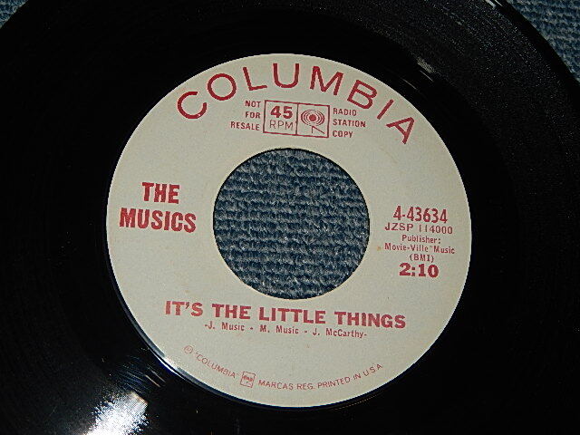 画像1: THE MUSIC - IT'S  THE LITTLE THINGS A)MONO   B) MONO (A:MINT /  B:MINT) / 1966 US AMERICA ORIGINAL "PROMO ONLY SAME FLIP WHITE LABEL PROMO" Used 7"45rpm Single