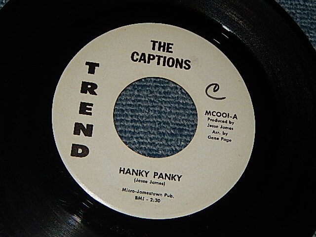 画像1: The CAPTIONS - A) HANKY PANKY (ORIGINAL SONG, NOT COVER SONG)   B) MARY MARY (A:Ex+++ / B:Ex+++ WOL) / 196? US AMERICA ORIGINAL "WHITE LABEL PROMO" Used 7" 45 rpm Single  