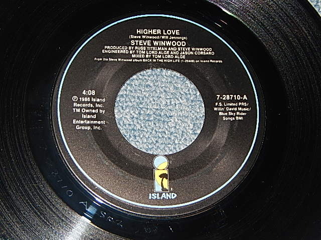 画像1: STEVE WINWOOD - A)HIGHER LOVE  B) AND I GO (Ex+++/Ex+++) / 1982 US AMERICA ORIGINAL Used  7" 45 rpm Single 