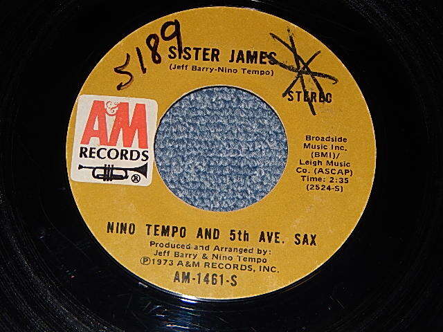画像1: NINO TEMPO & 5TH AVE. SAX - A)SISTER JANES   B)CLAIR DE LUNE(IN JAZZ) (Ex+++ Looks:Ex+++/Ex+++ Looks:Ex+++ WOL) / 1973 US AMERICA ORIGINAL "BROWN LABEL" Used 7"Single 