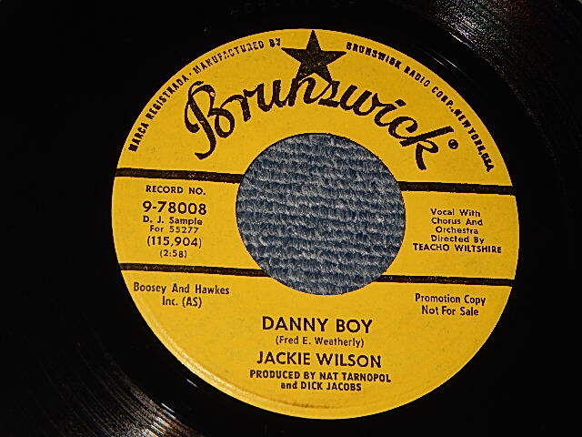 画像1: JACKIE WILSON - A) DANNY BOY  B)SOUL TIME (MINT-/MINT-) / 1965 US AMERICA ORIGINAL "YELLOW LABEL PROMO"  Used 7"45