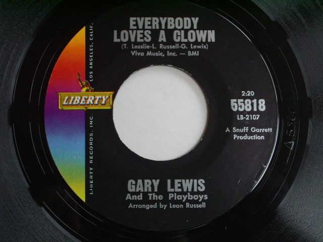 画像: GARY LEWIS & THE PLAYBOYS - EVERYBODY LOVES A CLOWN /1965  US ORIGINAL 7"SINGLE + PICTURE SLEEVE 