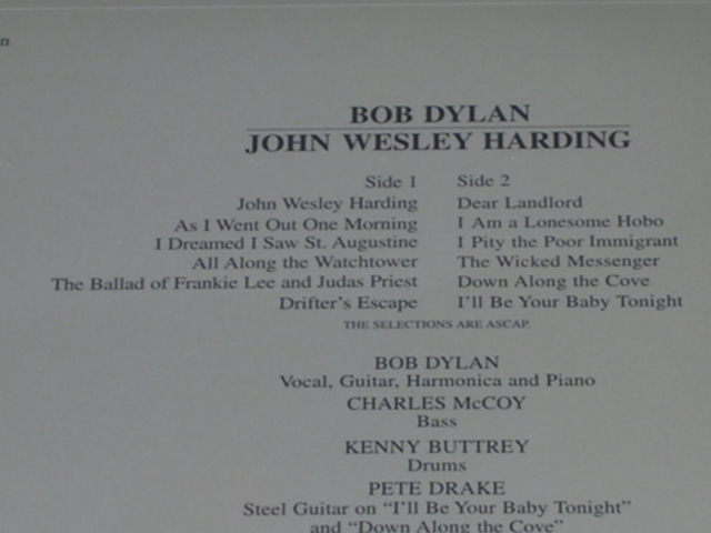 画像: BOB DYLAN - JOHN WESLEY HARDING / US REISSUE LIMITED "180 Gram" "BRAND NEW SEALED" LP