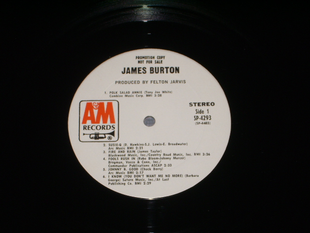 画像: JAMES BURTON - JAMES BURTON ( Ex+/MINT-)  / 1971 US ORIGINAL "WHITE LABEL PROMO" Used LP 