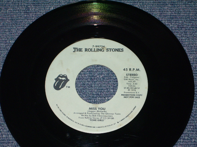 画像: ROLLING STONES - MISS YOU ( PROMO ONLY SAME FLIP ) / 1978 US ORIGINAL PROMO ONLY SAME FLIP 7"Single  with PICTURE SLEEVE 