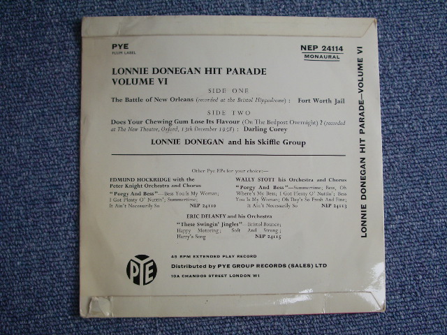 画像: LONNIE DONEGAN - HIT PARADE /　1959  UK ORIGINAL 7"EP + PICTURE SLEEVE 