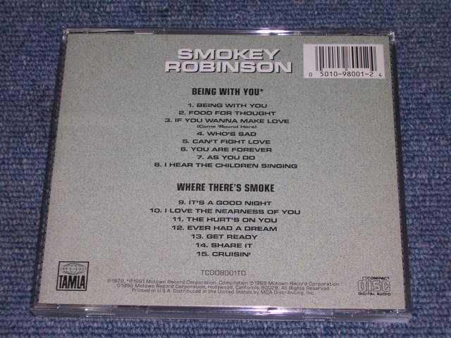 画像: SMOKEY ROBINSON - BEING WITH YOU + WHERE THERE'S SMOKE  / 1986  US Original Used CD 