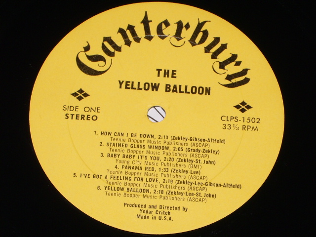 画像: YELLOW BALLOON  - THE YELLOW BALLOON ( MINT-/MINT- ,A-3:Ex++,B-2,3,4: Ex+++ ) / 1967 US AMERICA ORIGINAL STEREO Used LP