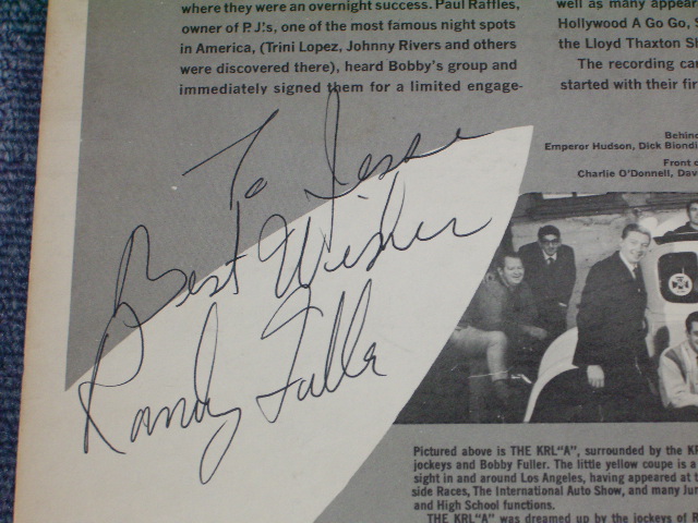 画像: THE BOBBY FULLER FOUR - KRLAKING OF THE WHEELS ( With AUTO GRAPHGED / SIGNED? / Ex++/MINT- )  / 1965  US ORIGINAL MONO  LP 