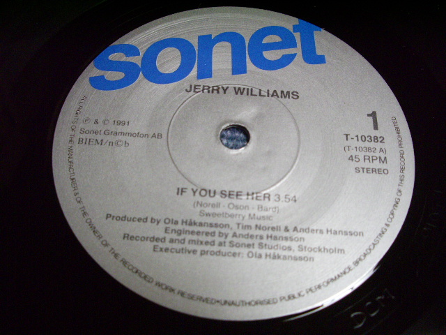 画像: JERRY WILLIAMS & THE BOPPERS - IF YOU SEE HER  / SWEDISH 7" SINGLE With PS