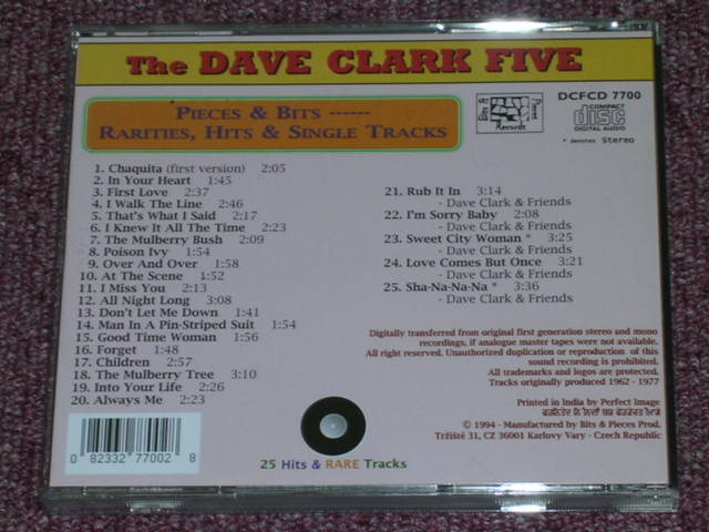 画像: DAVE CLARK FIVE, THE - PIECES & BITS + RARITIES,HITS&SINGLE TRACKS / 1994 CZECH REPUBLIC SEALED CD