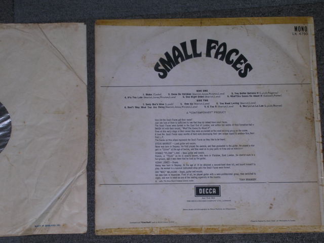 画像: SMALL FACES - SMALL FACES   /  1966 UK ORIGINAL Matrix No. 4A/4A  LP
