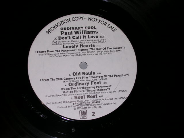 画像: PAUL WILLIAMS - ORDINARY FOOL  /  1975 US PROMO ORIGINAL LP 