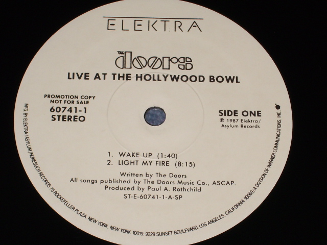画像: THE DOORS - LIVE AT THE HOLLYWOOD BOWL / 1987 US ORIGINAL WHITE LABEL PROMO LP