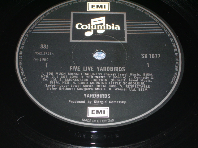 画像: YARDBIRDS,THE  - FIVE LIVE YARDBIRDS/ 1969  UK 2nd  "WHITE COLUMBIA $ SILVER PRINT" MONO  LP 