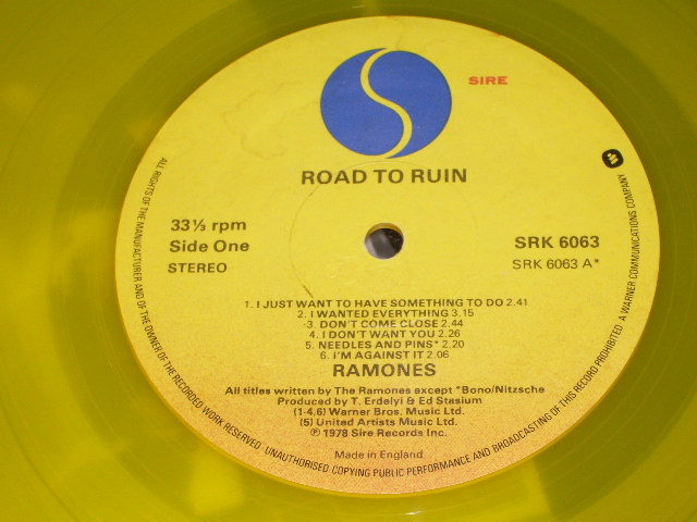 画像: RAMONES  -  ROAD TO RUIN ( LIMITED YELLOW WAX / VINYL )  / UK ORIGINAL  LP 