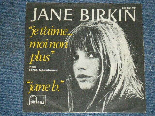 画像1: JANE BIRKIN - JE T'AIME  / 1960's  WEST-GERMANY  ORIGINAL 7" Single With PICTURE SLEEVE  