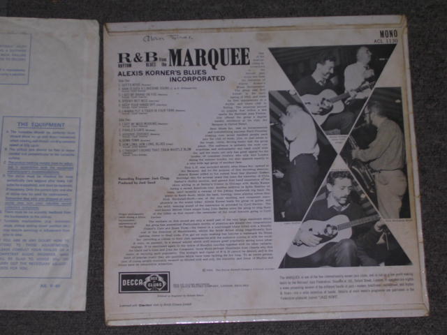 画像: ALEXIS KORNERS BLUES INCORPORATED   - R&B FROM THE MARQUEE / 1962  UK ORIGINAL MONO LP  Ex- 