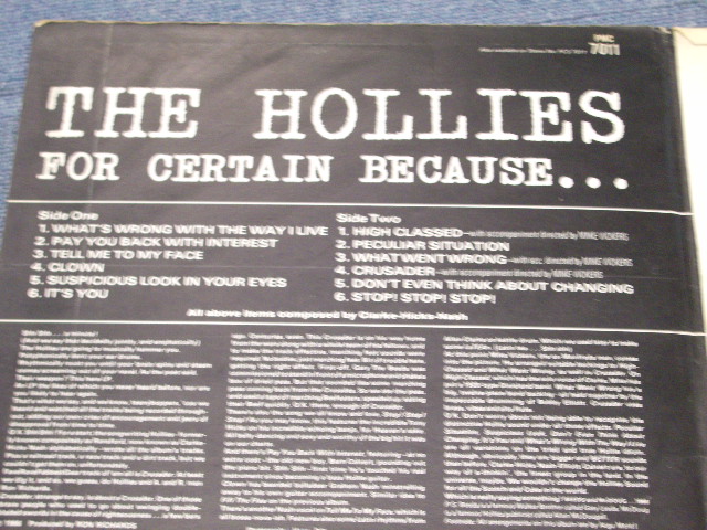 画像: HOLLIES - FOR CERTAIN BECAUSE...  / 1966 UK ORIGINAL "YELLOW PARLOPHONE" MONO  LP 