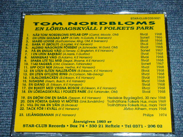 画像: TOM NORDBLOMS - EN LORDAGSKVALL I FOLKETS PARK / SWEDEN ORIGINAL BRAND NEW  CD