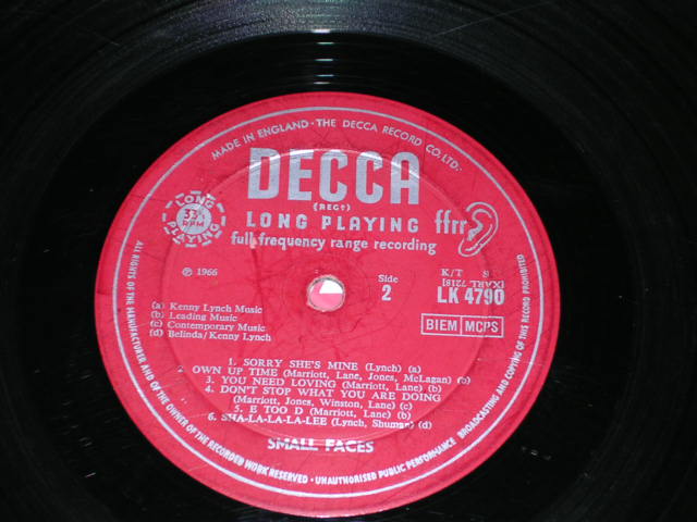 画像: SMALL FACES - SMALL FACES   /  1966 UK ORIGINAL Matrix No. 4A/4A  LP