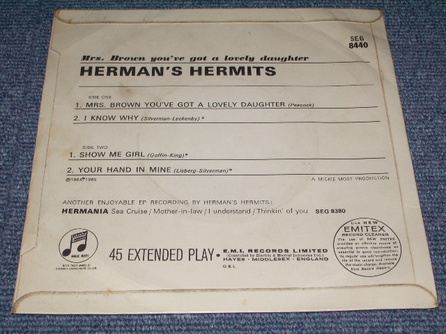 画像: HERMAN'S HERMITS - MRS.BROWN YOU'VE GOT A DAUGHTER   / 1965 UK ORIGINAL 7"EP + PICTURE SLEEVE 