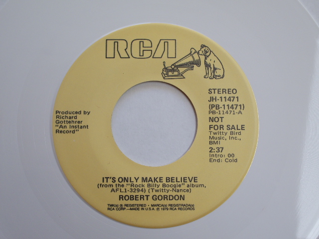 画像: ROBERT GORDON - IT'S OVLY MAKE BELIEVE / 1979 US PROMO ONLY ORIGINAL 7"SINGLE With PS + WHITE VINYL WAX  