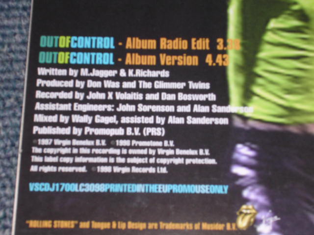 画像: THE ROLLING STONES - OUIT OF CONTROL ( 2 TRACKS )  / 1998 UK Promo Only Maxi-CD 