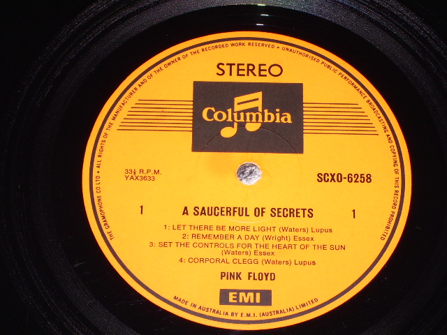 画像: PINK FLOYD, THE  - A SAUSERFUL OF SECRETS / AUSTRALIA ORANGE LABEL LP 