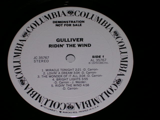 画像: GULLIVER - RIDIN' THE WIND  / 1979 US ORIGINAL WShite Label PROMO LP