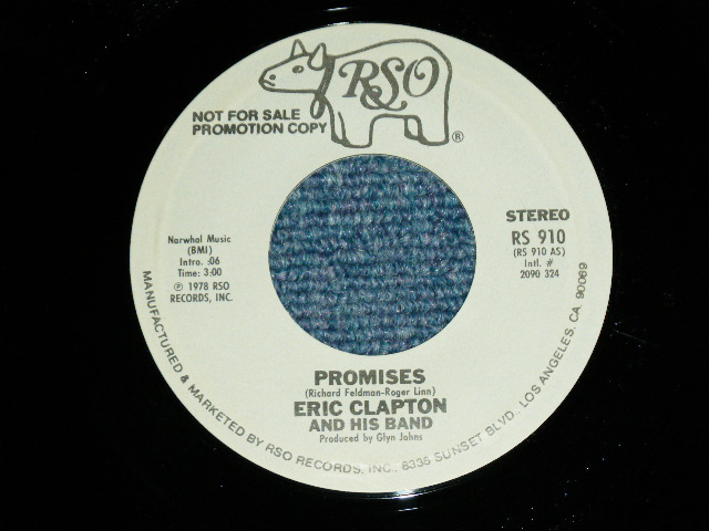 画像: ERIC CLAPTON - PROMISES ( Promo Only Same Flip MONO/STEREO ) / 1978 US ORIGINAL PROMO Only 7"Single