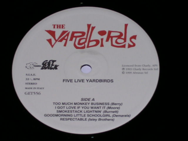 画像: YARDBIRDS, THE - FIVE LIVE YARDBIRDS / ITALY REISSUE NEW LIMITED 180g LP 