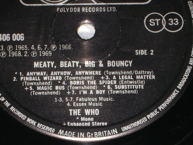 画像: THE WHO  - MEATY BEATY BIG & BOUNCY (Ex+++/MINT-)  /1971 UK ENGLAND  ORIGINAL Usaed LP 