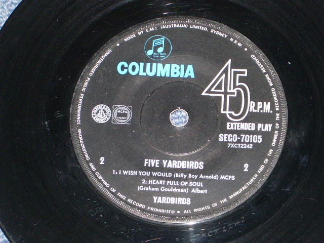 画像: THE YARDBIRDS - FIVE YARDBIRDS  / 1965  AUSTRALIA  ORIGINAL 7"EP + Picture Sleeve