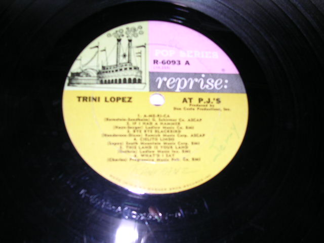 画像: TRINI LOPEZ - AT PJ'S  / 1963 US ORIGINAL MONO LP 